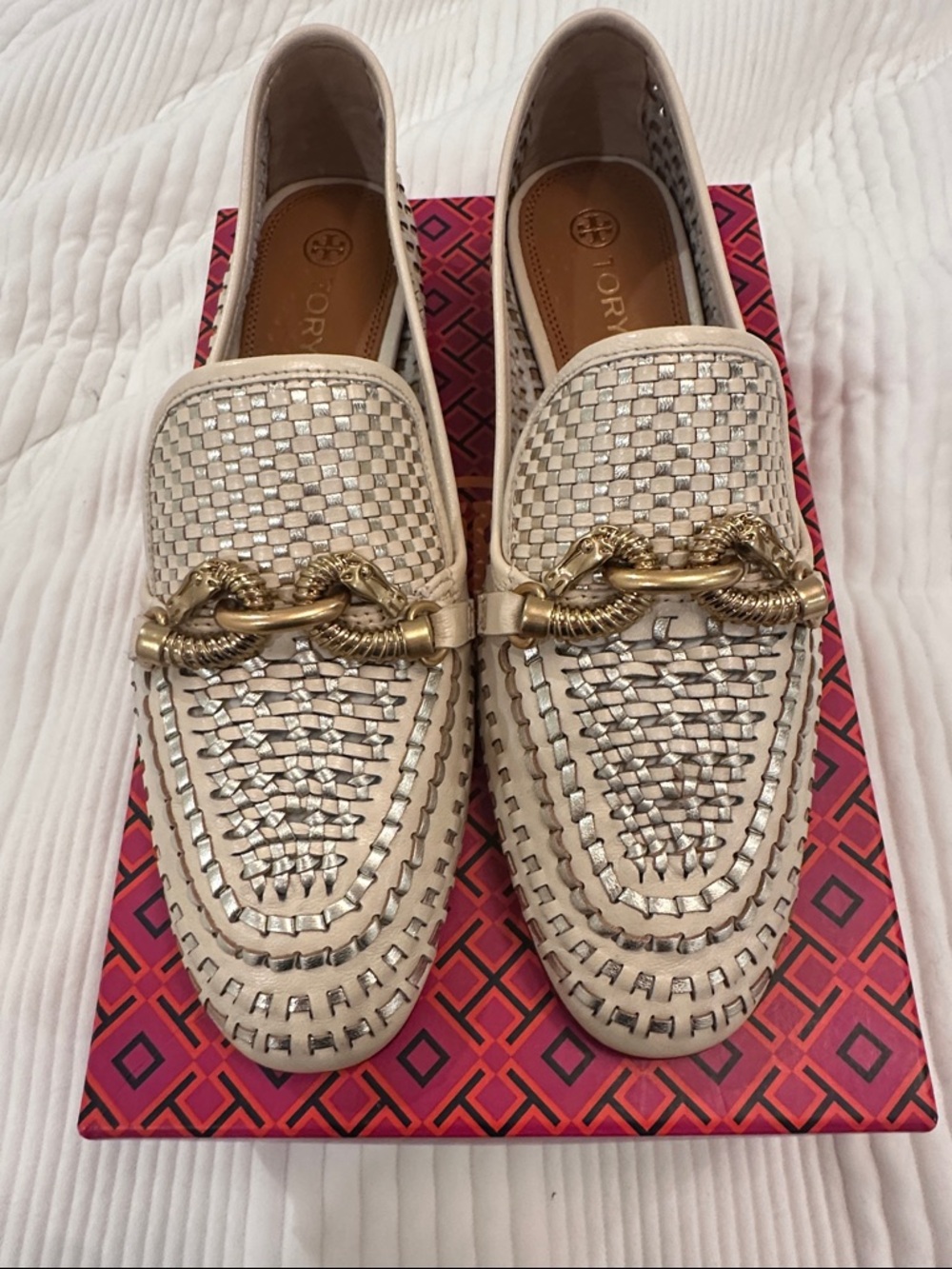 Tory Burch Jessa Woven Loafer, Metallic Goat Leather